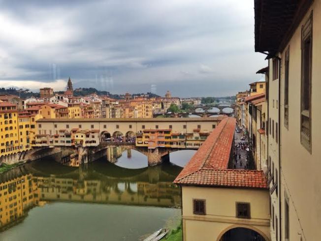 The Vasari corridor as seen from the Uffizi.